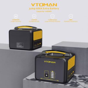 VTOMAN Jump 600X Extra Battery 640Wh for Jump 600X Portable Power Station, LiFePO4 (LFP) Backup Expansion Battery with BMS Protection