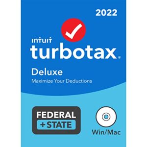 turbotax deluxe 2022 tax software, federal and state tax return, [amazon exclusive] [pc/mac disc]