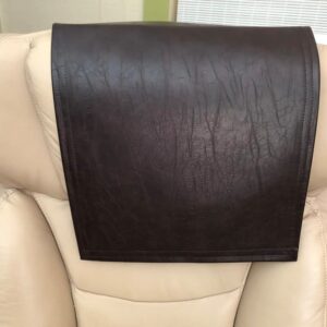 Living Room Furniture Headrest Cover Protector, SF-Chocolate Marine Vinyl Upholstery, size 14x30" for Gift for Dad, Rv Chair, Media Room Seat