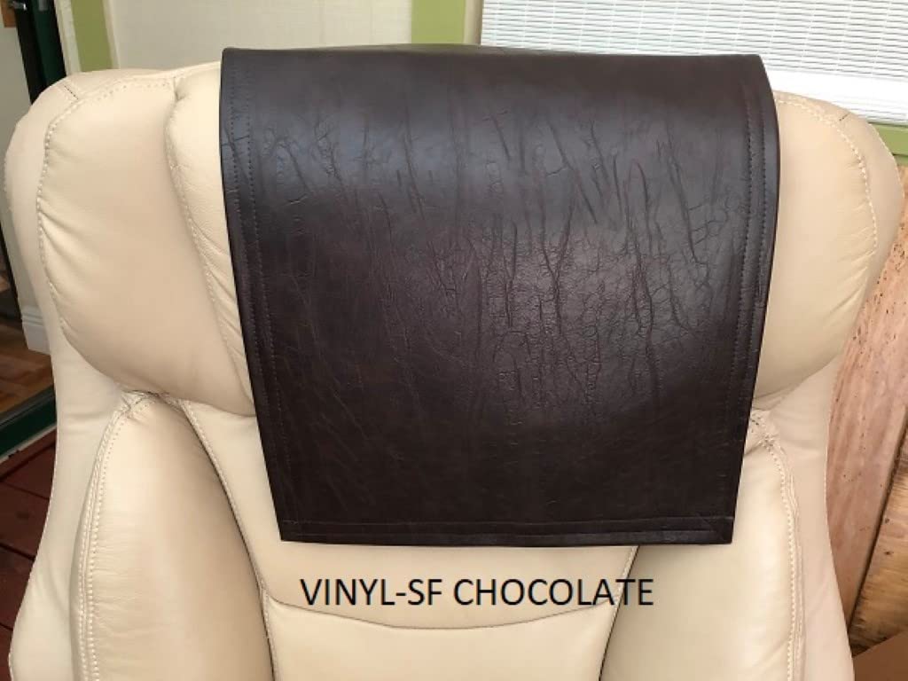 Living Room Furniture Headrest Cover Protector, SF-Chocolate Marine Vinyl Upholstery, size 14x30" for Gift for Dad, Rv Chair, Media Room Seat