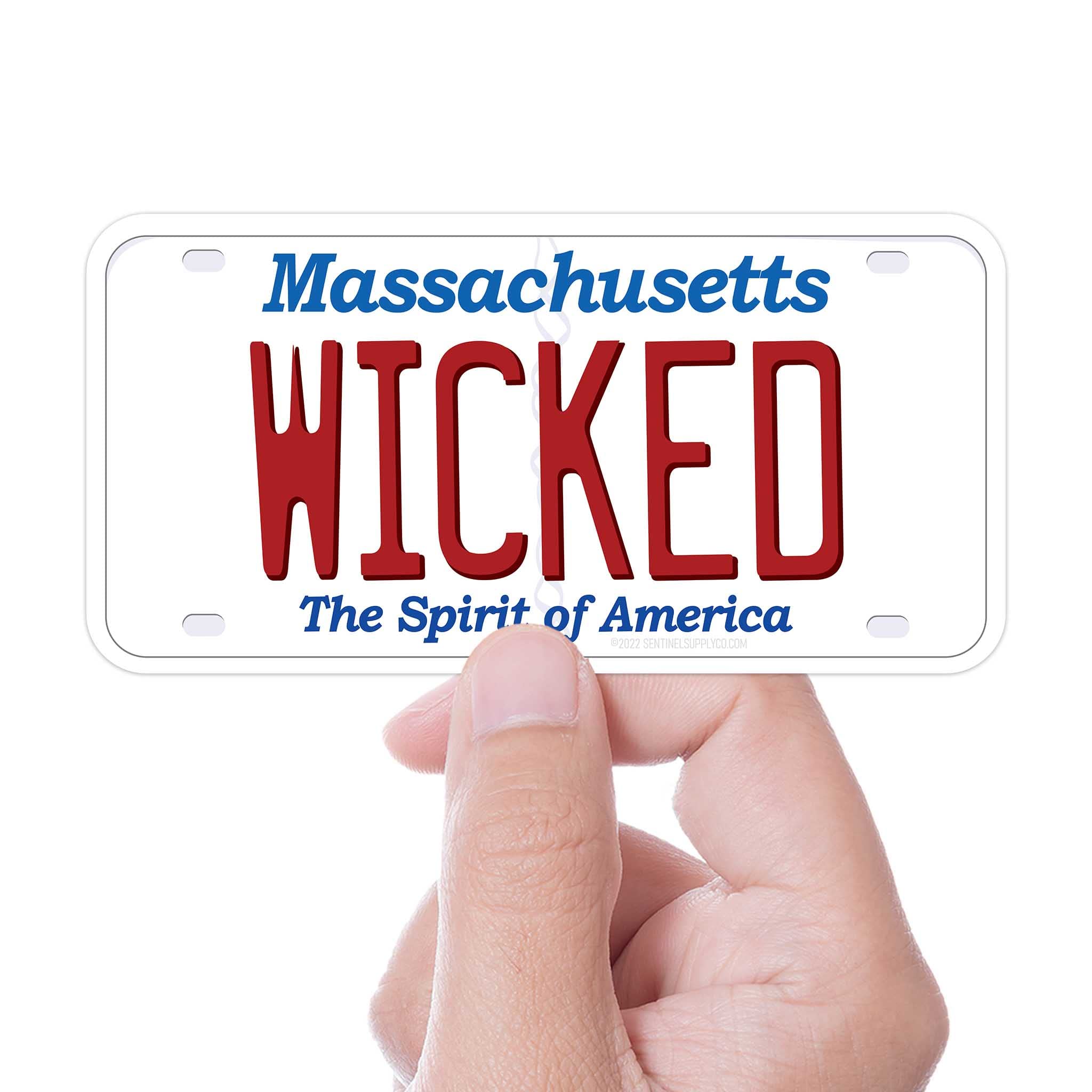 Wicked Massachusetts Sticker - Cute Boston Decal License Plate Sticker for Hydroflask, Laptop, Car, Water Bottle