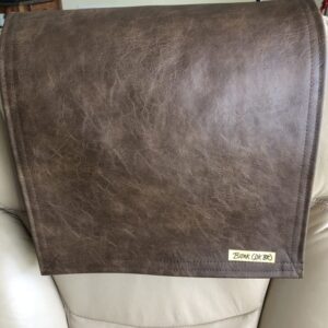 desk chair headrest cover that is removable, bark brown marine vinyl, easy care, won't peal, furniture protector, size 14x30" for home, office, rv recliner, home makeover