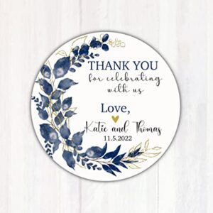 60 2-Inch Eucalyptus Thank You Stickers Labels - Personalized Thank You Stickers for Wedding Favors