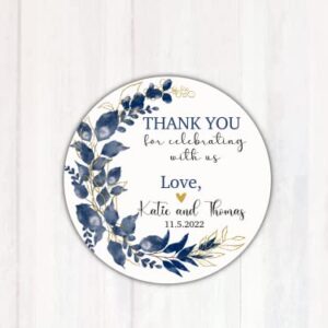 60 2-Inch Eucalyptus Thank You Stickers Labels - Personalized Thank You Stickers for Wedding Favors