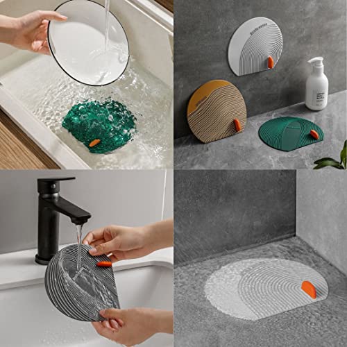 Sink Splash Guard | Silicone Faucet Mat | Handle Drip Catcher Tray | Sink Protectors for Kitchen Sink | Water Splash Guard Behind Faucet | Soap Dish Holder for Kitchen Bathroom Sinks (Grey, Large)