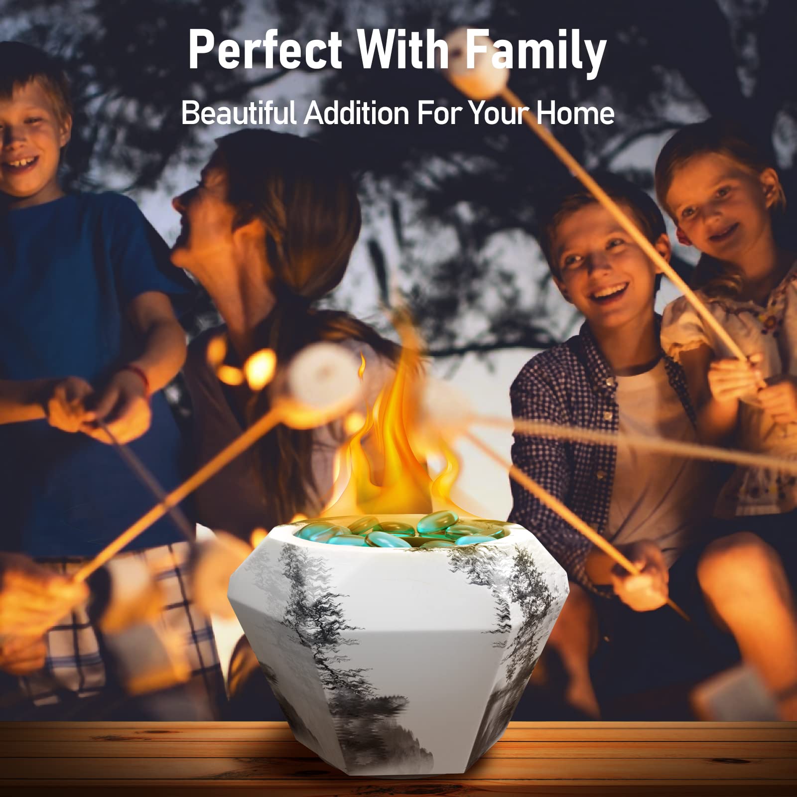 Coobest Tabletop Fire Pit, Small Table Top Firepit, Smokeless Fire Pit Bowl for Table, Tabletop Fire Pit Bowl for Smores Maker, Garden Mini Fire Pit for Table, Indoor Fireplace Decor