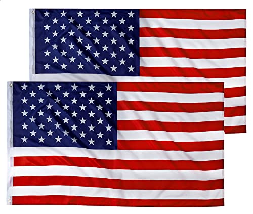 CASTDREAM American US Flag 3x5, 2 Pack Vibrant Color & Fade Resistant US Flags for Outside 3x5 ft Flags Double Stitched Long Lasting Polyester with Durable Brass Grommets USA Flag