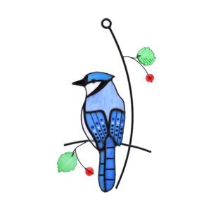 lolitarcrafts blue jay modern stained glass window hangings blue birds suncathers for window