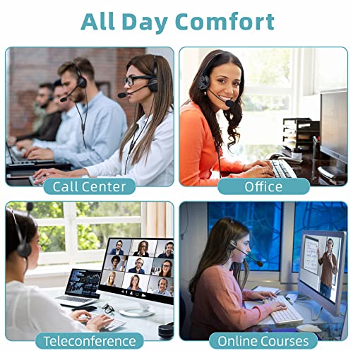 USB Headset with Noise Cancelling Microphone for PC, HD Sound in-line Controls Headset for Computer, PC, Skype, Zoom, Webinar, Call Center, Home, Office