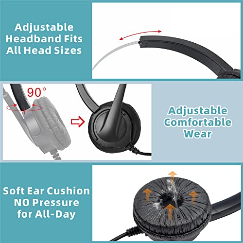 USB Headset with Noise Cancelling Microphone for PC, HD Sound in-line Controls Headset for Computer, PC, Skype, Zoom, Webinar, Call Center, Home, Office