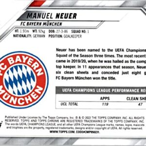 2021-22 Topps Chrome UEFA Champions League #159 Manuel Neuer FC Bayern Munchen