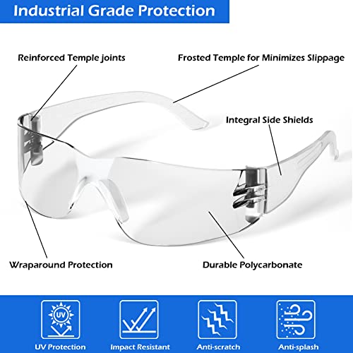 OXG 12 Pack Safety Glasses for Men Women, ANSI Z87.1 Impact Scratch Resistant Protective Eyewear for Work, Lab, Construction