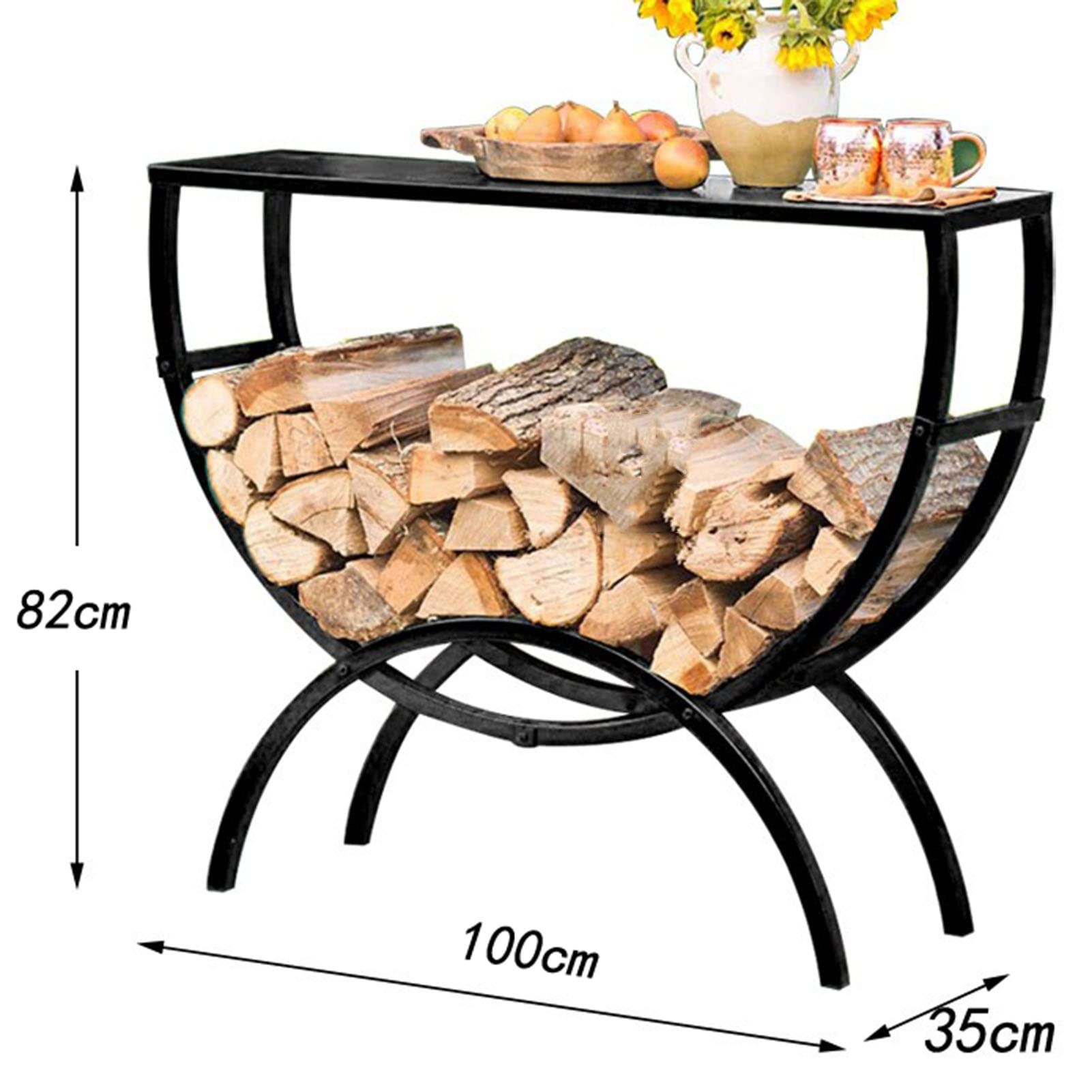 Outdoor Firewood Storage Rack Holder Log Rack, Fireplace Or Fire Pit Wrought Iron Vaulted Kindling Wood Pile Rack Wood Storage Shelf Metal Fire Log Stacking Rack，for Fireplace Tool Accessories