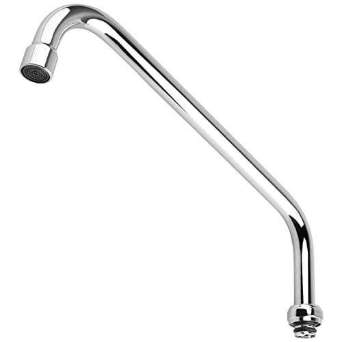 Launceter 12 Inch Swivel Spout for Commercial Faucet, Chrome Polished 360° Swing Spout, 2.2 GPM Stainless Steel Add-on Spout for All Brand Commercial Kitchen Sink Faucets (M25*1.25mm)