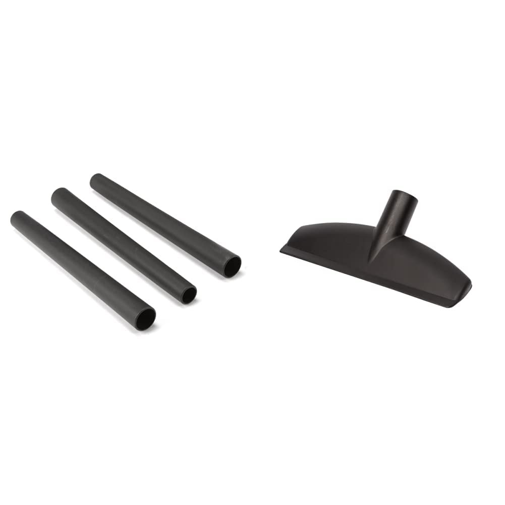 Shop-Vac 9061400 1.25 Inch Diameter Extension Wands, Polypropylene Construction, Black, (3 Pack) & SHOP-VAC 9062100 10" Wet Dry Nozzle Black