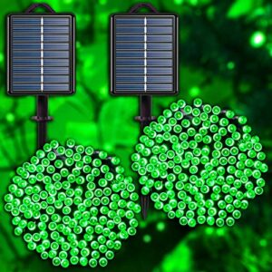 green solar christmas lights outdoor, 2 pack 144ft 400led fairy string lights with 8 modes ip44 waterproof twinkle lights for tree garden patio wedding party yard decor
