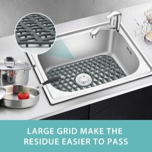 SAMSIER Sink Protectors for Kitchen Sink 13x11&16x12&19x14&22x13&24x13&26x14&28x14&30x16, Large Silicone Sink Mats Grid for Bottom of Farmhouse Stainless Steel Porcelain Sink (19”x13”, Center Drain)