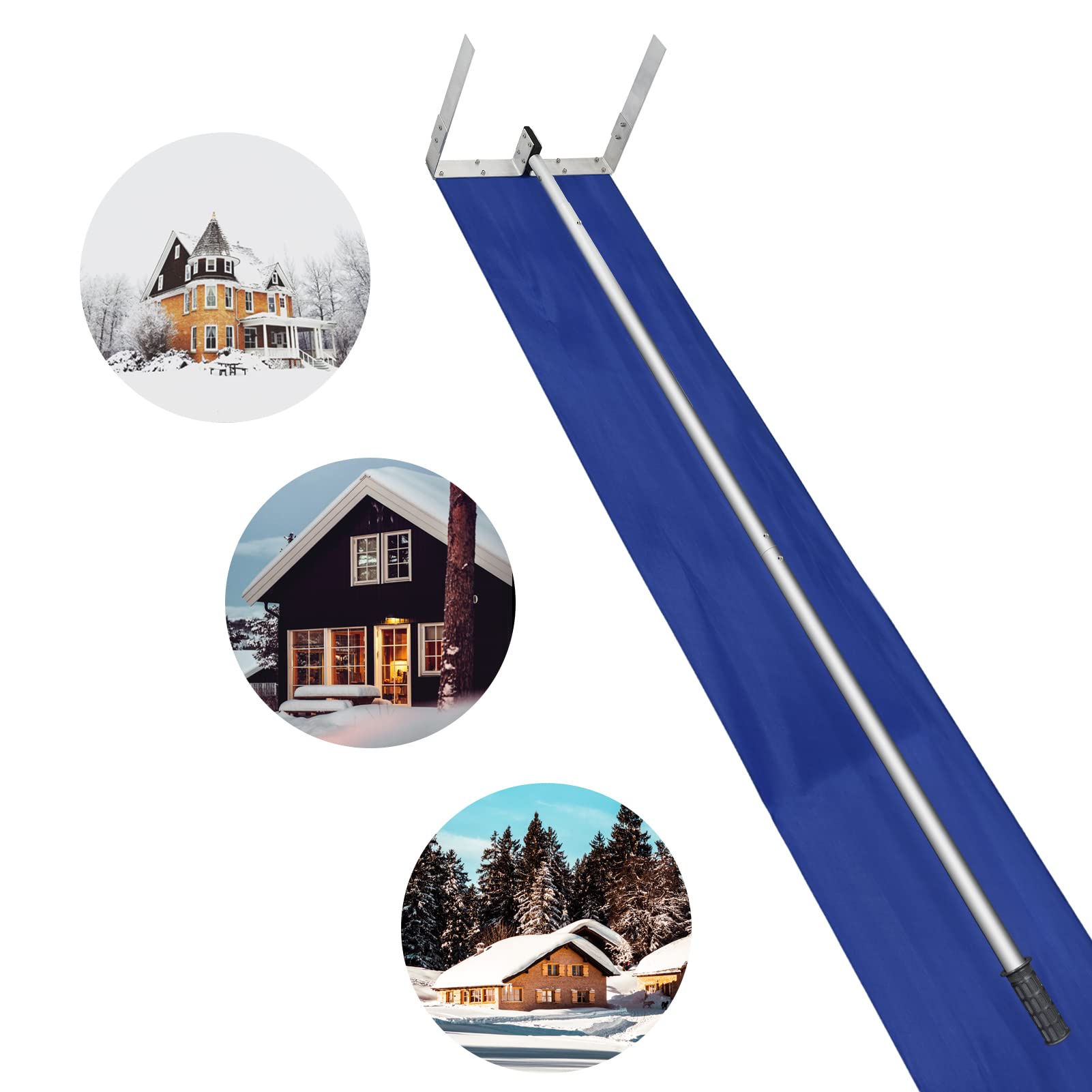 Snow Roof Rake - Decokybahs Snow Rake for Snow Removal, Aluminum Snow Rake Extendable 4-20FT Snow Roof Rake for House Roof with Nylon Slide