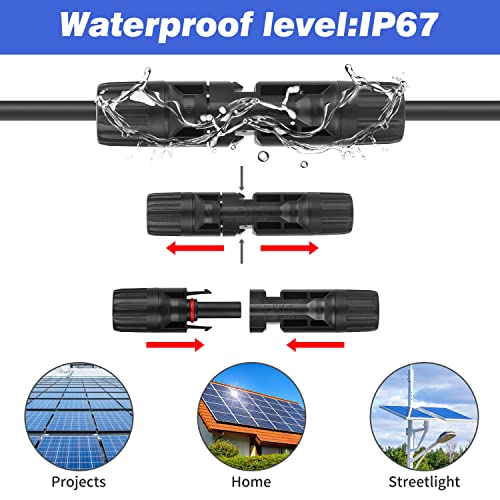 OUTLEE 20 Pairs Solar Panel Connector with 2 Pack Wrench, IP67 1000V 30A Waterproof Solar Panel Cable Connectors Male/Female Multi-Contact Solar Connectors