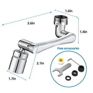 Gnkcrwo Universal Rotating Faucet Extender for Bathroom, 1440° Large Angle Rotating Robotic Arm Water Nozzle Faucet Adaptor, Rotatable Multifunctional Extension Faucet Splash Filter Kitchen Tap Extend