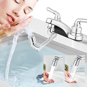 gnkcrwo universal rotating faucet extender for bathroom, 1440° large angle rotating robotic arm water nozzle faucet adaptor, rotatable multifunctional extension faucet splash filter kitchen tap extend
