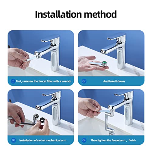 Gnkcrwo Universal Rotating Faucet Extender for Bathroom, 1440° Large Angle Rotating Robotic Arm Water Nozzle Faucet Adaptor, Rotatable Multifunctional Extension Faucet Splash Filter Kitchen Tap Extend