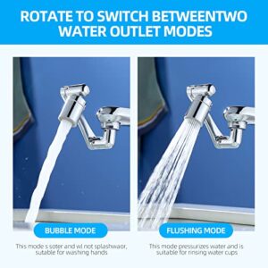 Gnkcrwo Universal Rotating Faucet Extender for Bathroom, 1440° Large Angle Rotating Robotic Arm Water Nozzle Faucet Adaptor, Rotatable Multifunctional Extension Faucet Splash Filter Kitchen Tap Extend