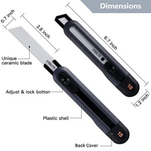 Steelite Ceramic Utility Knife Finger safe Cutter Ceramic Unboxing Kinfe Extra Ceramic Blade refill Safety Retractable Cutter Ceramic 18mm Blade Extra