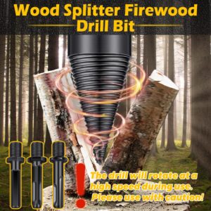 5 Pcs Firewood Log Splitter Drill Bit, Removable Wood Splitter Drill Bits, Screw Cones Kindling Splitter, Heavy Duty Wood Splitting Drill Bit for Hand Drill Stick Hex, Round, Square (32 MM, 42 MM)