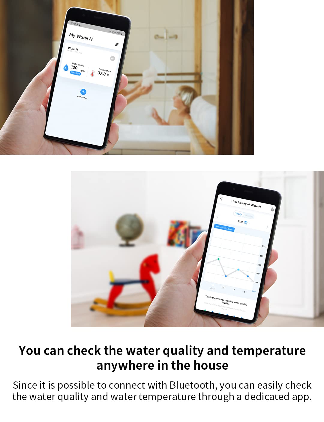 Water N Real-time water quality measurement & sterilizer, temperature measurement device, Shower faucet/water filter, IoT system through self-generation, korea shower solution - Pure Device