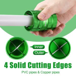 Dreyoo Pipe Reamer PVC Deburring Tool, [Plumbers Efficient Helper] Copper Deburring Tool Pipe Cleaner All Metal Pipe Chamfer Tool 1/4'' to 1-5/8'' Inner Outer for Wide Diameter Pipe (Green)