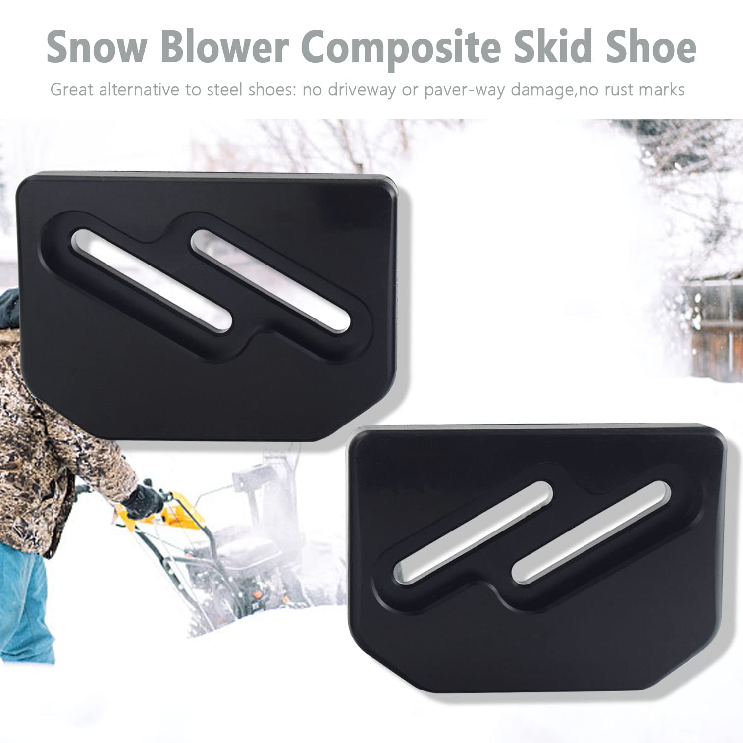 Karbay 532174762 532436125 Composite Skid Shoe Left & Right Compatible with Husqvarna/Poulan/Craftsman Most 2002 and Newer Snowblower 532178777 532174762 532436125 and More.