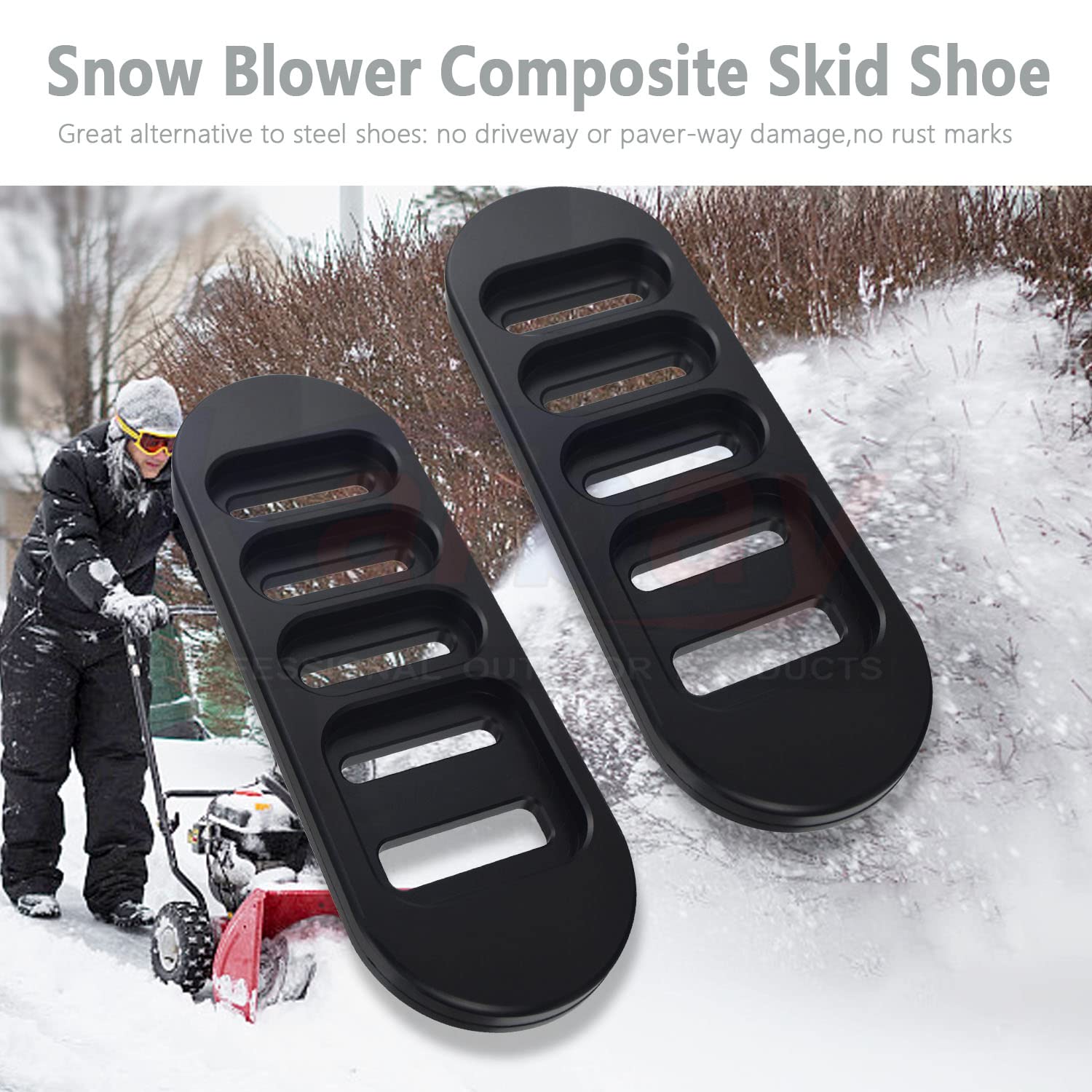 Karbay 2 Pack 784-5038B Snowblower Skid Plates / A144BD Composite Skid Shoes Replaces 784-5038B-0637 Compatible with MTD Snowblower 449, 450, 550, 552, 586 & 588 Models 784-5038A.