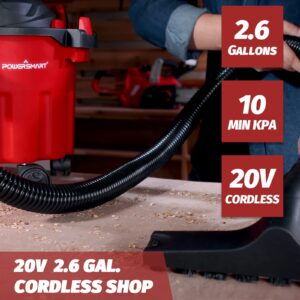 PowerSmart Cordless Shop Vac Wet and Dry, 20V 4.0Ah Battery and Charger, 2.6 Gallon Wet Dry Shop Vacuum Cleaner with Blower Function