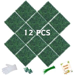decwin artificial hedges 20"x 20" (12pcs) grass wall panels with uv protection, great privacy fence,indooor and outdoor green wall for decor, suitable for event photo backdrop