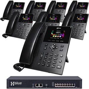 xblue qb2 system bundle with 8 ip5g ip phones including auto attendant, voicemail, cell & remote phone extensions & call recording