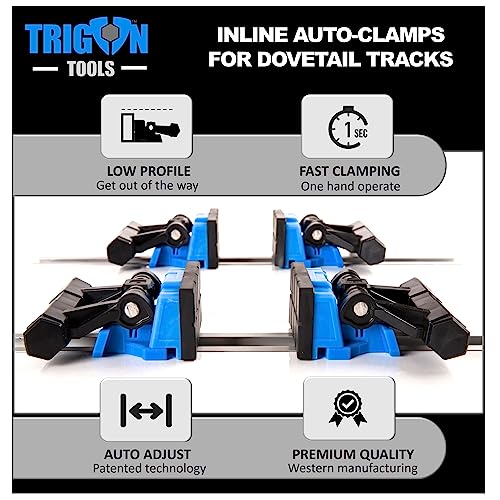 Kit to Build Woodworking Jigs Fixtures |30⁰ Dovetail Aluminum Tracks and Inline Clamps |Cutting Routing Drilling Sanding Gluing Assembling |Include T Track Accessories: T bolts, Star Knobs (ECO KIT)