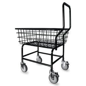 lvp work horse commercial laundry cart with removable handle 2.85 bushels (matte black vinyl anti rust coating) (black)
