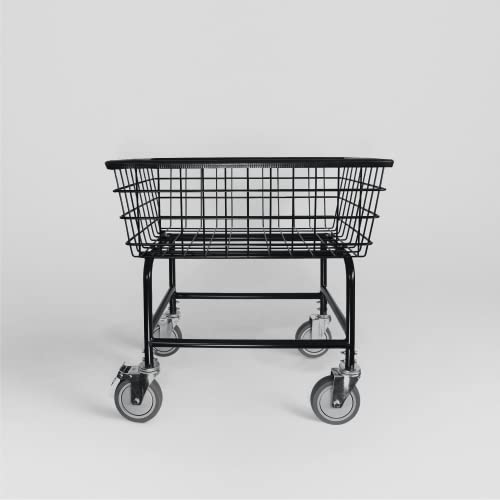 LVP Work Horse Commercial Laundry Cart with Removable Handle 2.85 Bushels (Matte Black Vinyl Anti Rust Coating) (Black)