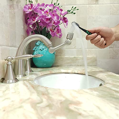 Brushed Nickel Faucet Extender for Bathroom Sink, Biveah Brass 1080° Rotating Splash Filter Dual-function Faucet Spray Head Aerator, KQB013NA