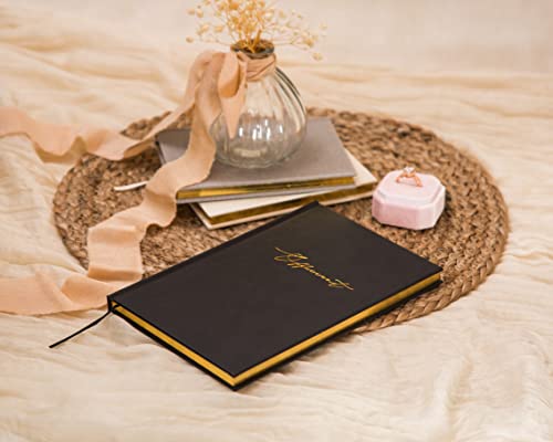 MUUJEE Wedding Officiant Book - Black Gold Embossed Hardcover Journal Notebook Pastor Sermon Notes Officiant Gift - Wedding Gift Ideas (Design 1)