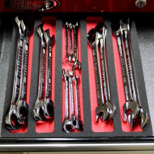 polar whale tool drawer organizer wrench holder insert red and black durable foam tray 5 pockets holds wrenches up to 10 inches long fits craftsman husky kobalt milwaukee many others