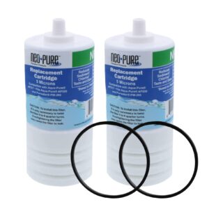 neo-pure np217 water filter compatible with aqua-pure™ ap217 / ap200 filters, including carbon replacement cartridges and replacement square cut o-rings. (12pack)