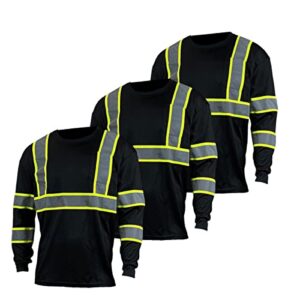 suni apparel high visibility shirts for men - long sleeve construction hi vis reflective safety shirts for men yellow orange (xl, black)