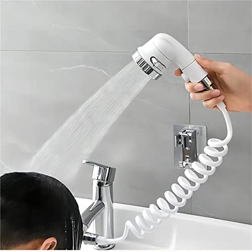 MANYHORSES Sink Faucet Hose Sprayer Attachment Hair Pet Rinser Showerhead with ON/OFF Water-saving Function Sprayer for Kitchen Bathroom Utility Laundry Sink Faucet (White 6.5 FT)