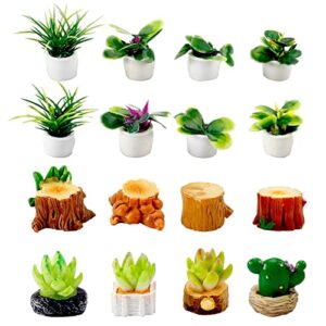 16pcs miniature house plants accessories mini potted plants bonsai plant for mini garden fake greenery decoration boys girls