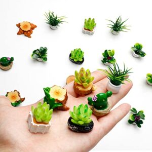 16Pcs Miniature House Plants Accessories Mini Potted Plants Bonsai Plant for Mini Garden Fake Greenery Decoration Boys Girls
