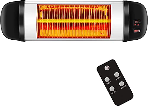 LHRIVER Infrared Heater, Wall-Mounted Electric Space Heater with Remote, Waterproof, Outdoor Heaters for Patio, Backyard, Garage, and Decks, Restaurant