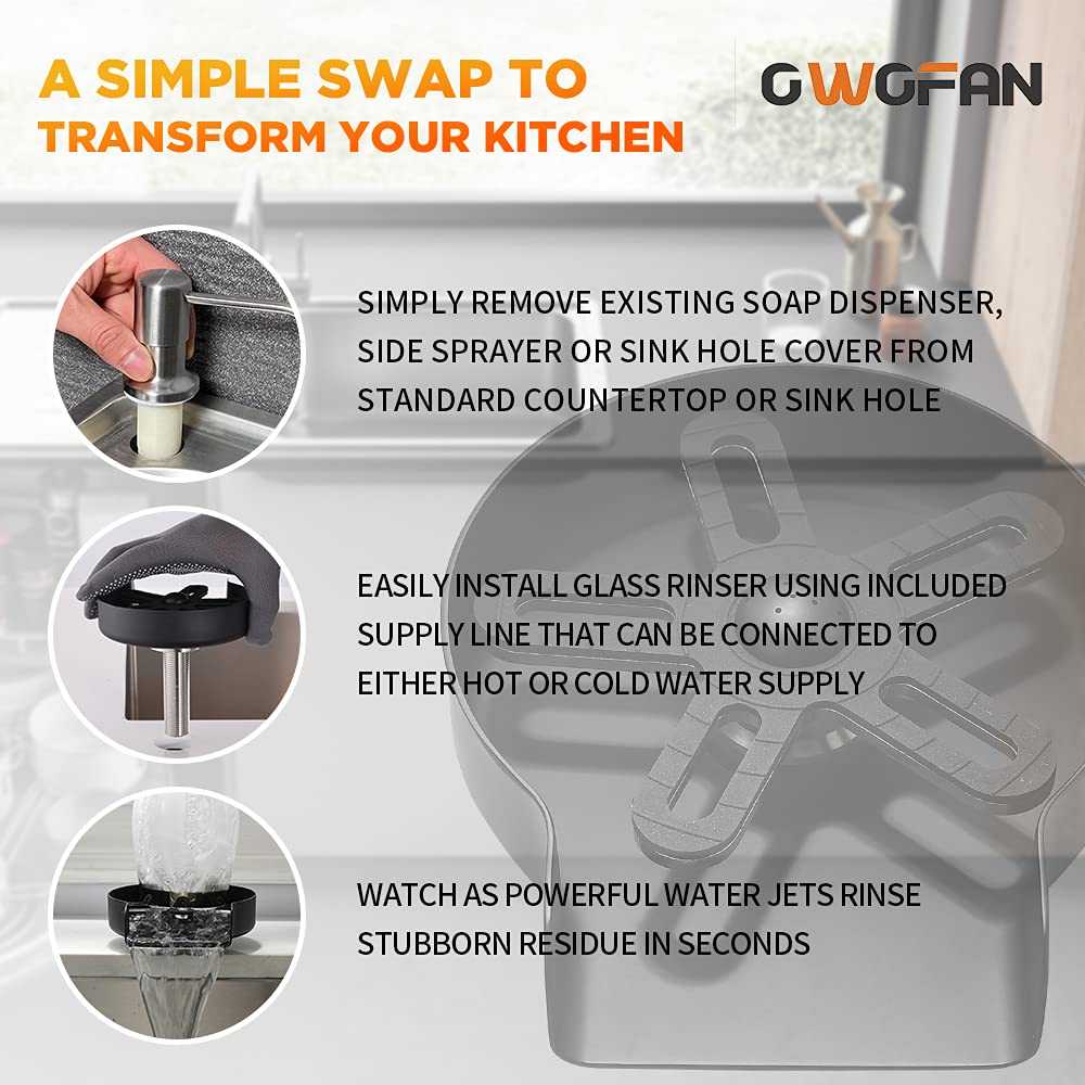 OWOFAN Kitchen Sink Faucet + Glass Rinser Black Product Bundles