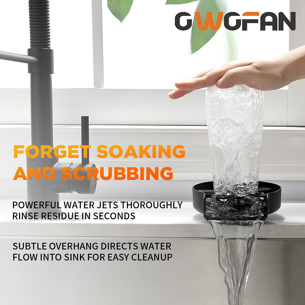 OWOFAN Kitchen Sink Faucet + Glass Rinser Black Product Bundles